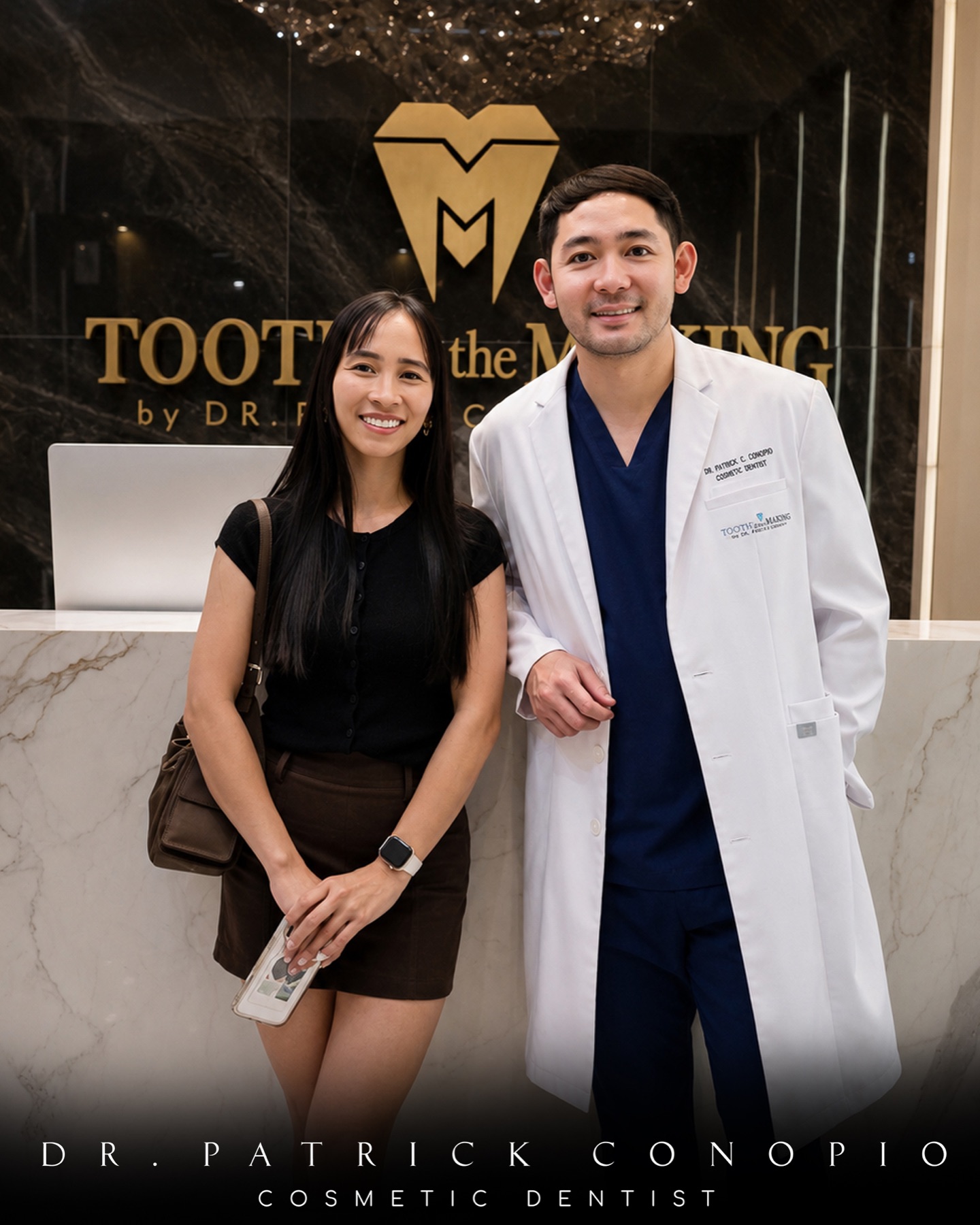 Dr Patrick Conopio, cosmetic dentist, with a patient